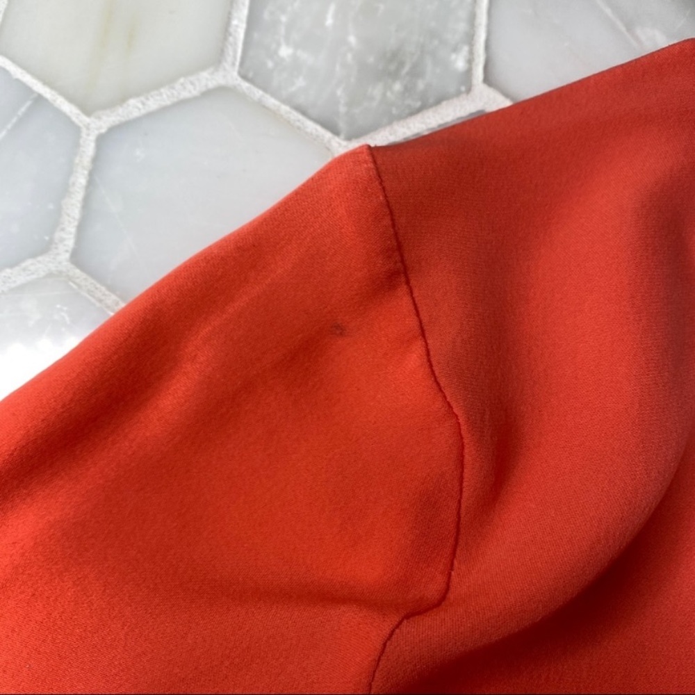 BABATON 100% Silk Coral V-Neck Button Down Long Sleeve Blouse - Picture 8 of 13